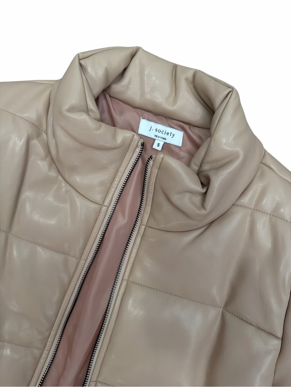 J. SOCIETY Beige-Pink Puffer Jacket - Women's Coat